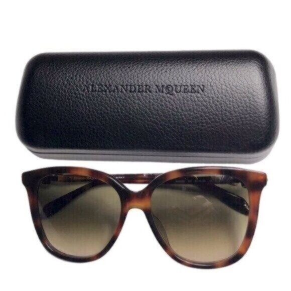 NWT Alexander McQueen Classic Tortoise Shell Square Modern Chic Sunglasses - Picture 6 of 12
